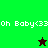 Green and dark brown pixelated background with white text 'Oh Baby<33' repeated, featuring a black star in the top section and green star in the bottom section.