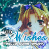 Pixelated anime-style character with blonde hair and blue bow, set against a blue-green starry background with white sparkles.