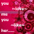 Pixelated red and pink image with white text fragments and abstract shapes, including a circular form on the right.