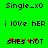 Green background displays pixelated text and symbols: 'Single_x0' at top, 'i lOve hER' in middle, 'sHES nOT' with red and brown accents at bottom.