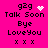 Pixelated pink background displays text and animated symbols with 'g2g' prefix, heart, sparkles, and dots in four repeated
