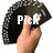 A hand holds a black card with white speckles, displaying text that changes across frames.