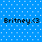 Blue background with white dot pattern and four identical black text strings reading "Britney.<3" arranged in a