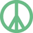 Three green peace symbols arranged in a with the bottom-right empty, displayed on a white background
