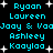 Pixelated cyan text names on black background with white starbursts, arranged in two with repeated names and spelling variations