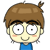 Pixelated cartoon character with brown hair styled in two small braids, light skin, and a blue shirt; left image shows open eyes while right image shows closed eyes.