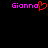 Pixelated text 'Gionna' in bright pink with a red heart symbol replacing the 'o' on the left, and plain 'Gionna' text on the right against a black background.