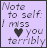 Animated contact sheet of nine frames showing a purple note with text "Note to self: I miss you terribly" and a black heart symbol, where the word "terribly" changes color across frames.