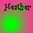 Four- displays the name 'Heather' in black serif font over pink-to-green gradient backgrounds with varying green spot positions