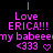 Pixelated pink text on black background reads 'Love ERICA!!! my babeemmy babeemmy babeem <333' with heart and arrow symbols, repeated in a pattern