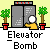 A 12-frame animated contact sheet showing the progression of an elevator bomb explosion sequence with pixel art characters and environmental elements.