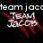 Animated icon with red claw marks over 'Team Jacob' and 'Team Edward' text, transitioning to a heart symbol and 'both!' text on black and white backgrounds.
