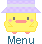 Two side-by-side pixel art frames of a yellow chick mascot wearing a purple checkered hat, with visible differences in wing position and text color beneath the character.