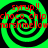 Four identical green and black spiral patterns with red text overlays reading 'syrup!! choco chip choco chip marshmallow marshmallow' on a black background.