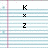 Pixelated black text K, x, and Z arranged vertically on a light blue striped background with pink vertical lines.