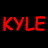Pixelated text "KYLE" appears in multiple colors across a black background with one gray section, showing color variations without animation changes.