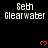 Pixelated text 'Seth Clearwater' repeated across a black background with orange heart symbols, partially obscured by a gray overlay.