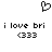 Pixelated black heart symbol above two identical lines of text reading 'i love bri' with '(333)' below each line on white background.