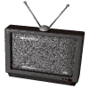 Three identical vintage television sets with antenna, displaying static noise on screens against a light gray background.