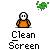Animated contact sheet showing 17 frames of a pixel art buddy icon with a stick figure character and green splatter effects, each frame labeled "Clean Screen" below the icon.