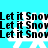 Pixelated text "Let it Snow" repeats across a cyan background with white snowflake symbols, each frame showing identical static content.