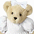 A split-frame contact sheet showing a teddy bear icon on the left and green text logo on the right, both in low-resolution pixel art style with visible dithering.