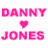 five distinct featuring text and images related to Danny Jones, including a pink 'DANNY JONES' logo with heart symbol