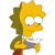 Pixelated character with yellow skin, green hair, and blue clothing in profile view, holding a white object.