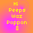 Yellow pixelated text "Hi Peeps Waz Poppon" on gradient background with small rectangular shape below text.