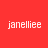 Four square display the text 'janelliee' in white pixelated font against solid red and orange backgrounds
