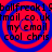 Red background with blue concentric circles and black text reading 'ballfreak19', 'hotmail.co.uk', 'my email', 'cool chris' in four quadrants.
