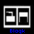 Two side-by-side pixelated with white borders show a white rectangular shape and a white curved shape against black backgrounds, labeled "Block" and "Audio" in blue text below
