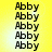 Yellow background with repeated black text "Abby" in a pattern, no visible animation changes across observations