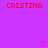 Purple background with red pixelated text 'CRISTINA' on both sides and pink heart symbols at the bottom center.