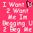 Pixelated text on a bright pink background with one frame showing a black heart symbol replacing 'U' in "I Want U".