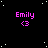 identical pink text labels reading 'Emily' with a heart symbol below each, set against a black background with scattered white dots resembling stars
