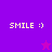 Pixelated 'SMILE :)' text in light yellow on purple background with a small star symbol below the text.