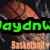 Pixelated basketball-themed icon with green, purple, and red text overlays, showing a basketball, hoop, and trophy.