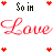 A static image with repeated text and heart symbols in red and black on white background.