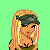 Pixel art avatar of a woman with blonde hair, green crop top, camouflage pants, and dark visor; text 'Hoorah!' in orange script on light green background.