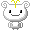 A 4-frame pixel art animation of a white cartoon character with yellow horns, black eyes, and gray limbs in various poses against a gray background.