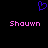 A static pixel art image with a blue heart symbol above two identical pink text strings on black background.