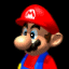Four of a pixelated Mario character with red cap, blue overalls, and mustache showing facial expression changes against black background