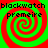 Four identical display red and green spiral patterns with black text reading 'blackwatch' and 'premeire' on a green background