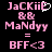Pixelated pink text on black background with two versions of the same text layout, one featuring a white heart symbol replacing the 'E' in 'JaCKiiE' and the other showing a standard 'E'.