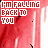 Animated contact sheet of a 5x5 grid showing sequential frames from an AIM buddy icon with red watercolor background and repeated text phrases.