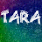 A 48x48 pixel animated buddy icon featuring the text "TARA" in two distinct frames, displayed side-by-side on a gradient background transitioning from purple to green.