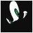 Animated icon of a white and green cartoon character with large eyes, showing sequential motion changes in the head position across frames.