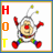 Animated contact sheet of a cartoon robot icon with changing text colors and pose variations across five frames.