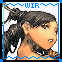 A pixelated avatar with dark hair in a high ponytail, light skin tone, and blue border showing "WIR" text at top.
